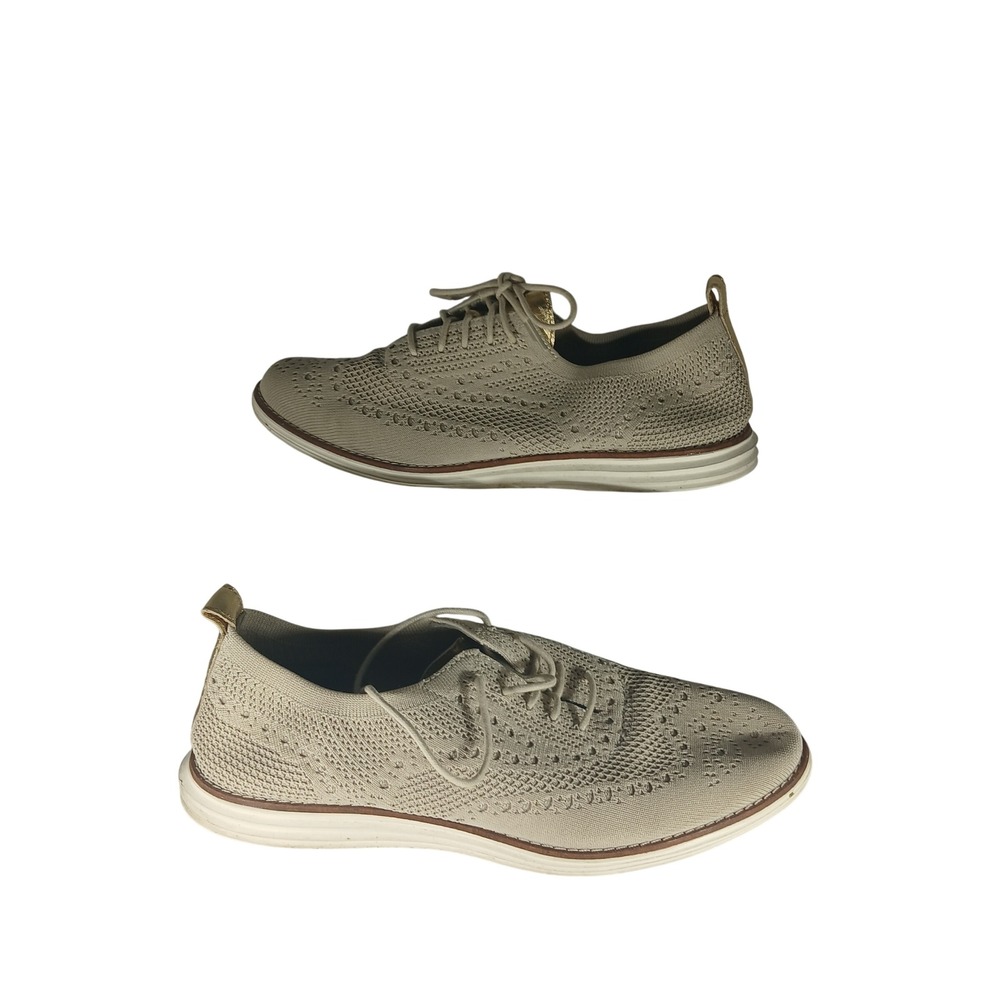 Cole Haan OriginalGrand Wingtip Oxford 10B Beige Gold Knit W19538 Stitchlite